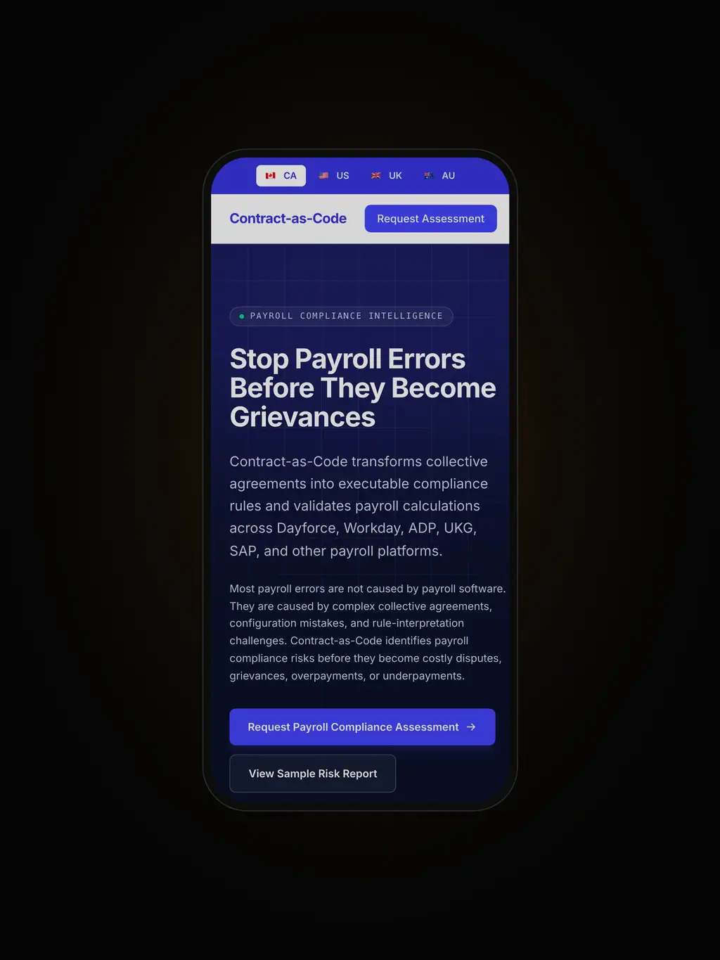 Contract-as-Code: Turns collective agreements into executable compliance rules and checks payroll against them, catching errors before they become grievances.