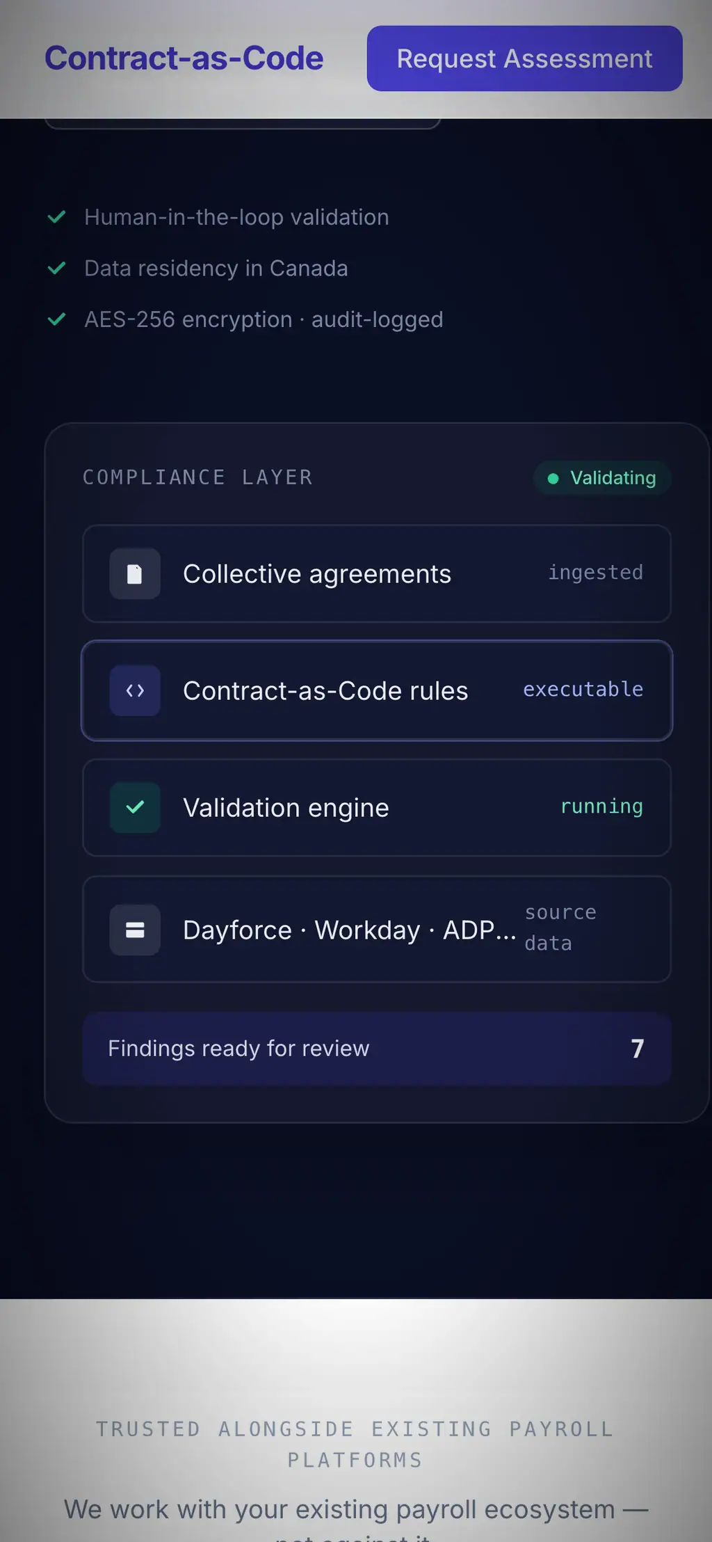 Contract-as-Code website on a phone, screen 2